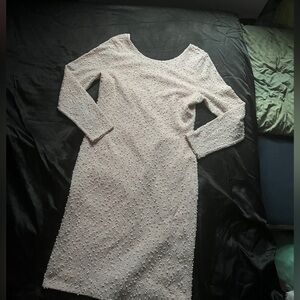 Jennifer Lopez Cream Pink Long Sleeve Dress